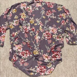 XL 1x Lavender purple short kimono cardigan wide sleeves floral Ces femme